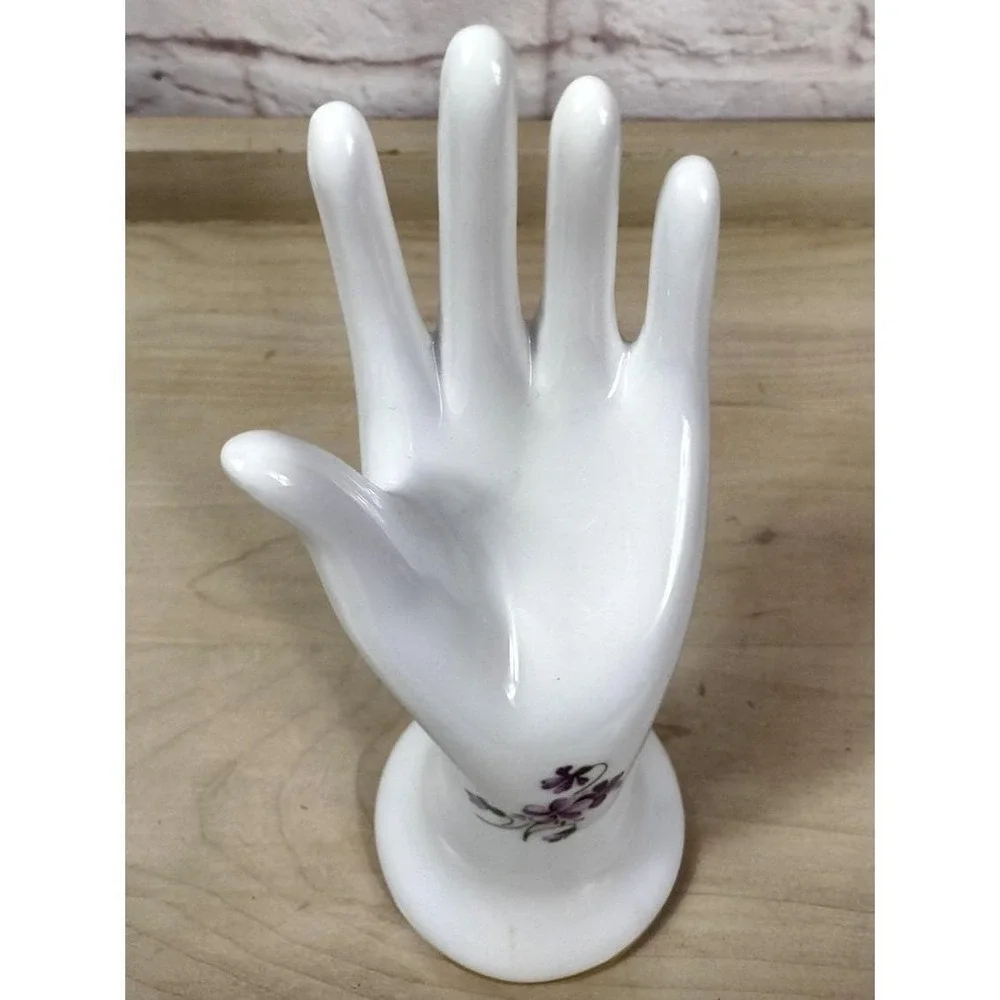 Vintage Formalities Porcelain Ring Holder Hand By Baum Bros Violet Flowers